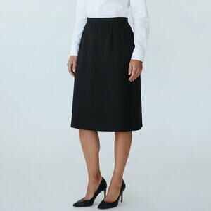 Vintage 70s Black Polyester Professional Pencil Straight Skirt Size Large Office